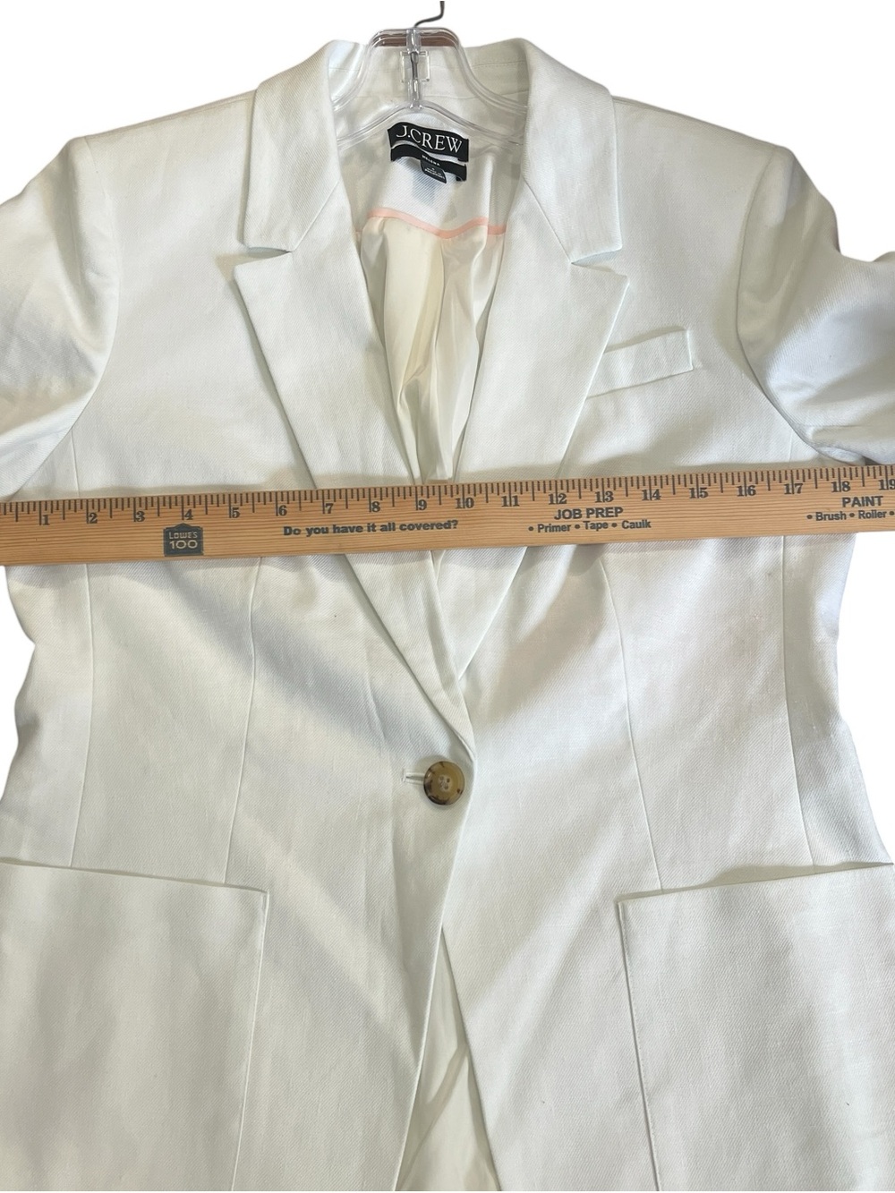 J.Crew Helena Linen Blend Blazer White One Button Career Jacket Size 6 Coastal - Picture 6 of 10